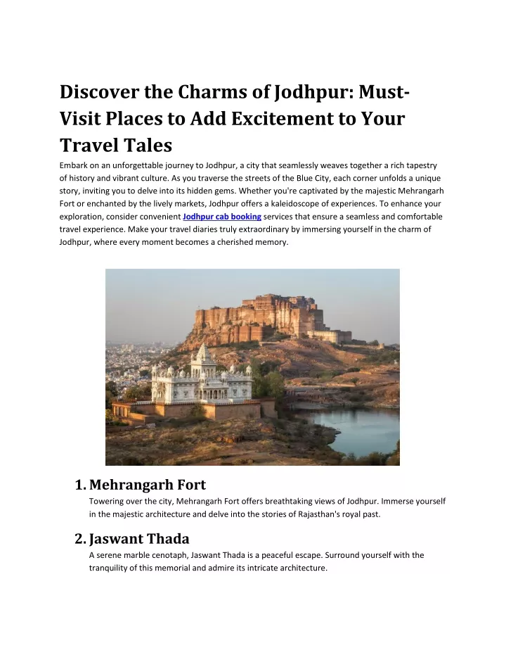 discover the charms of jodhpur must visit places