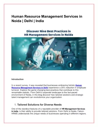 Human Resource Management Services in Noida