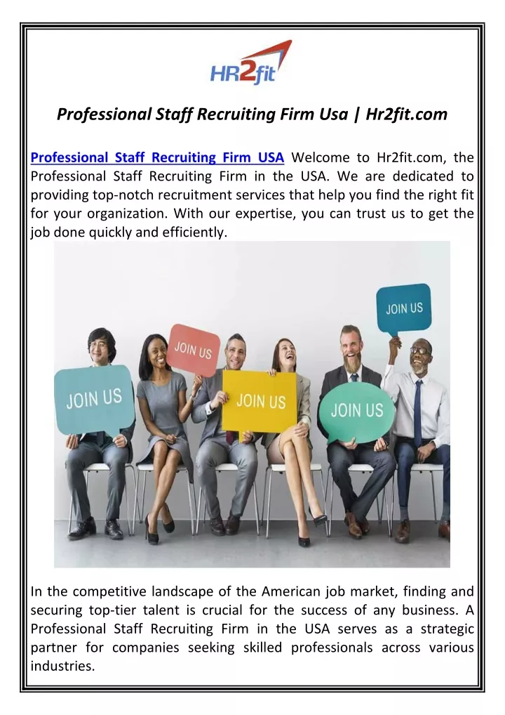 professional staff recruiting firm usa hr2fit com