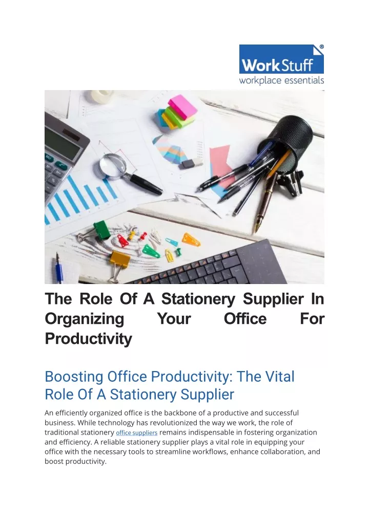 the role of a stationery supplier in organizing