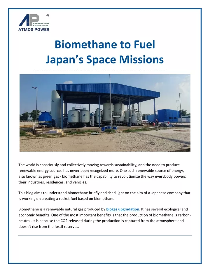 biomethane to fuel japan s space missions