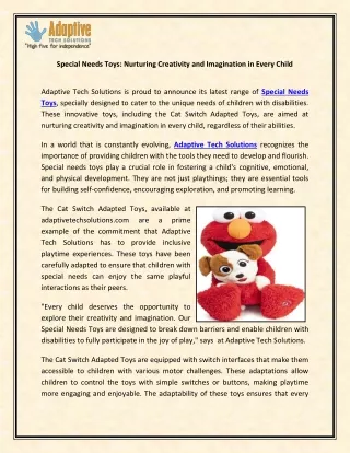 Special Needs Toys Nurturing Creativity and Imagination in Every Child