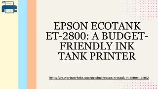 Epson EcoTank ET-2800 A Budget-Friendly Ink Tank Printer