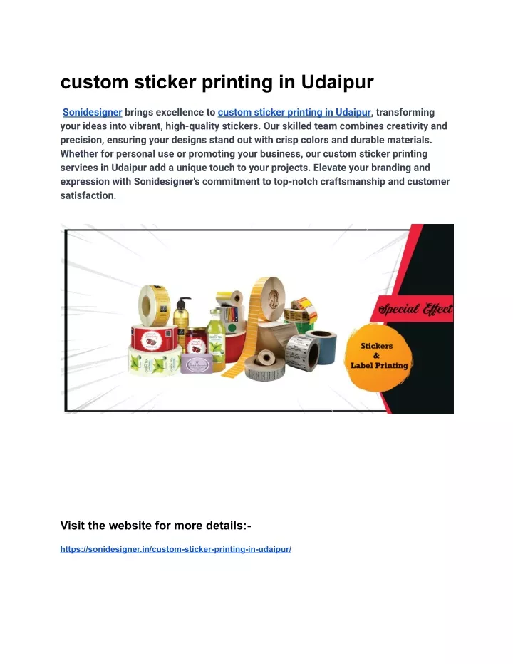 custom sticker printing in udaipur