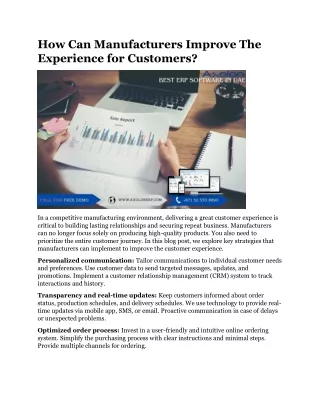 How Can Manufacturers Improve The Experience for Customers