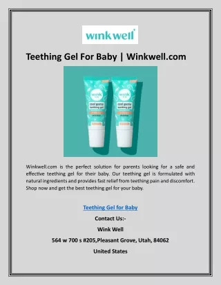 Teething Gel For Baby | Winkwell.com