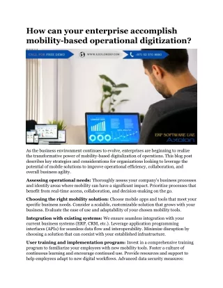 How can your enterprise accomplish mobility-based operational digitization
