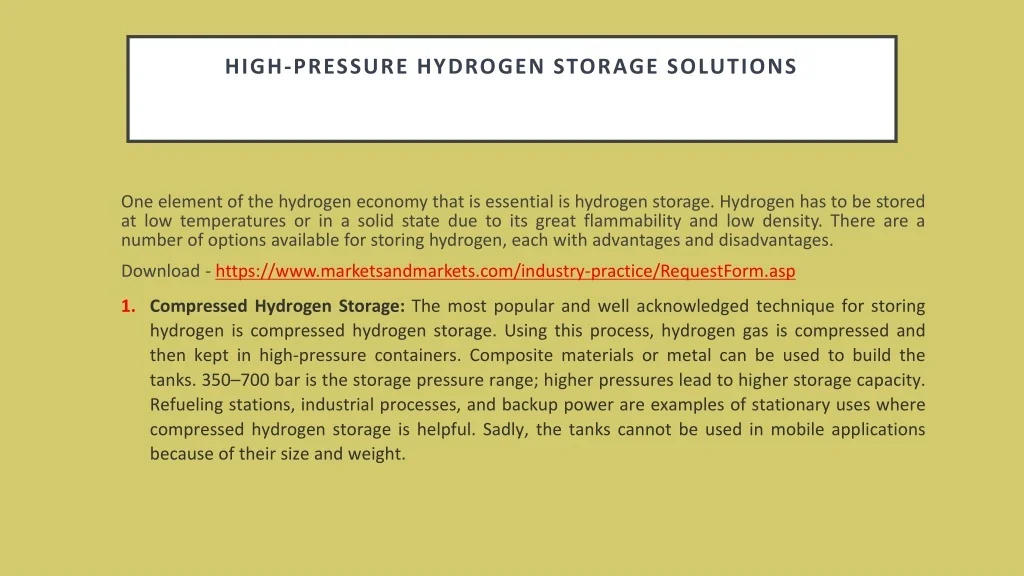 PPT - High-Pressure Hydrogen Storage Solutions PowerPoint Presentation ...
