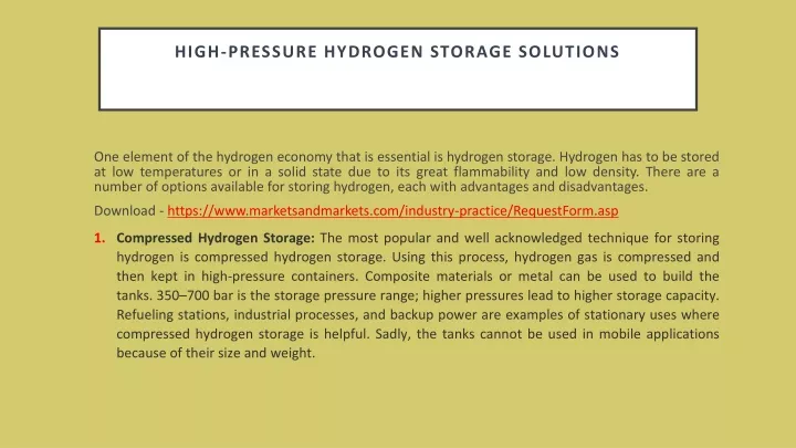 high pressure hydrogen storage solutions