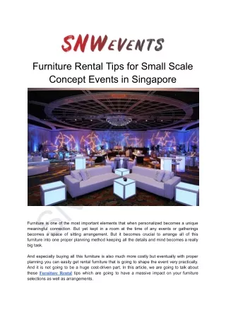 Furniture Rental Tips for Small Scale Concept Events in Singapore