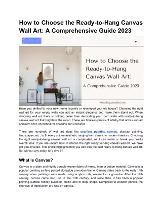 How to Choose the Ready-to-Hang Canvas Wall Art_ A Comprehensive Guide 2023