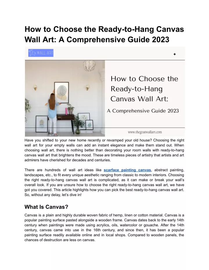 how to choose the ready to hang canvas wall