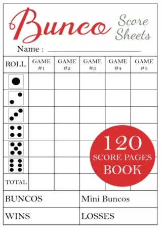⚡PDF/√READ❤ Bunco Score Sheets: Paperback Bunco Game Score Pads Sheets