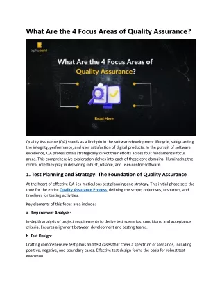 What Are the 4 Focus Areas of Quality Assurance