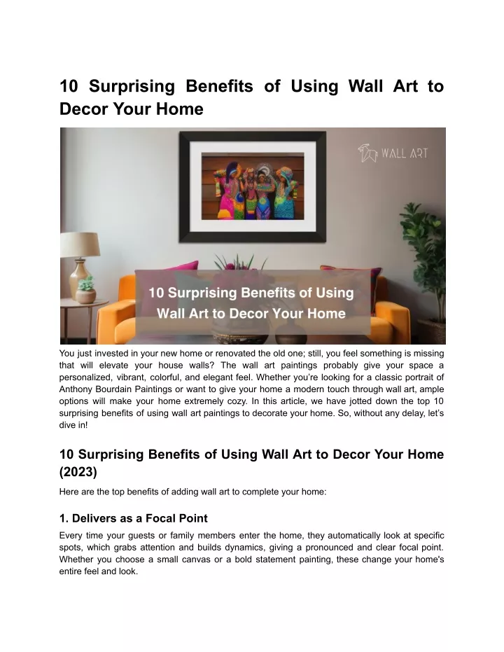 10 surprising benefits of using wall art to decor