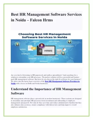 Best HR Management Software Services in Noida