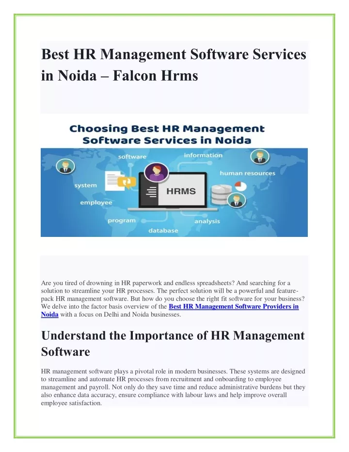 best hr management software services in noida