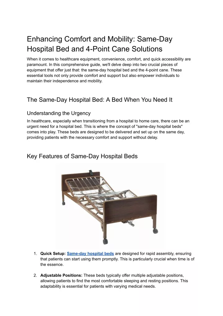 enhancing comfort and mobility same day hospital