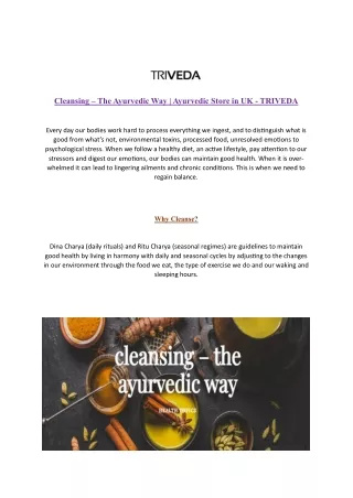 Cleansing – The Ayurvedic Way | Ayurvedic Store in UK - TRIVEDA