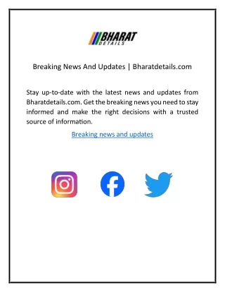 Breaking News And Updates | Bharatdetails.com