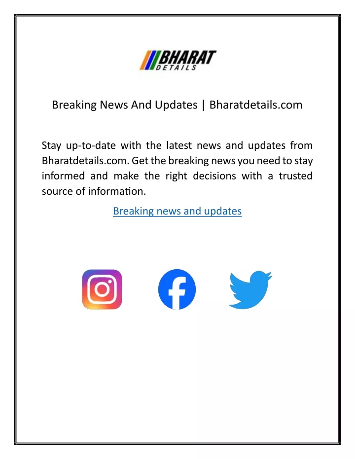 breaking news and updates bharatdetails com