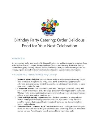 Birthday Party Catering with Pesta Fiesta