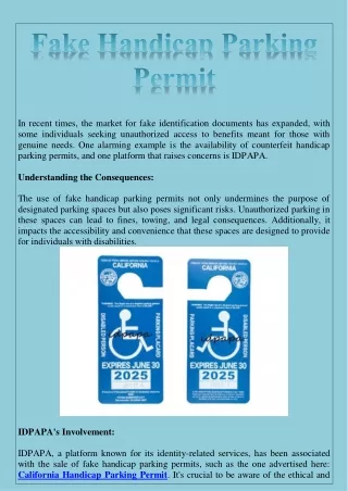 Fake Handicap Parking Permit