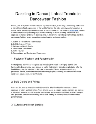 Dazzling in Dance _ Latest Trends in Dancewear Fashion