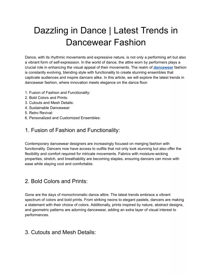 dazzling in dance latest trends in dancewear