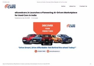 allusedcars.in Launches a Pioneering AI-Driven used cars marketplace