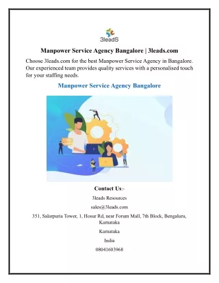 Manpower Service Agency Bangalore  3leads.com