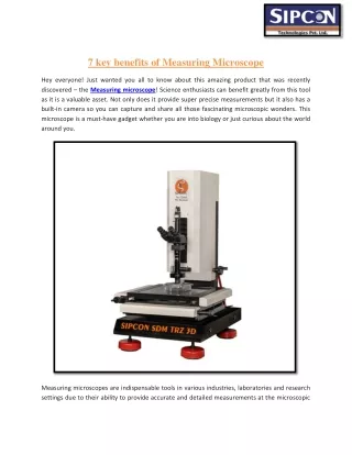 7 key benefits of Measuring Microscope