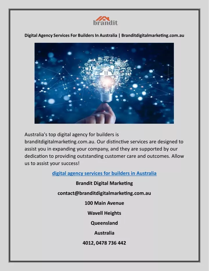 digital agency services for builders in australia
