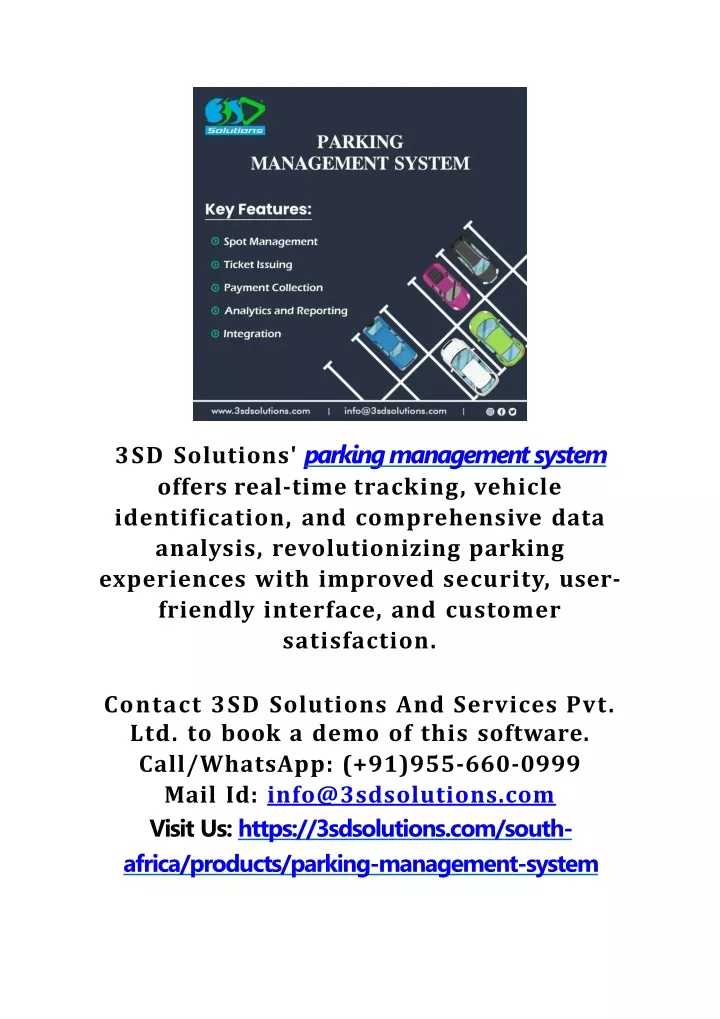 3sd solutions parking management system offers