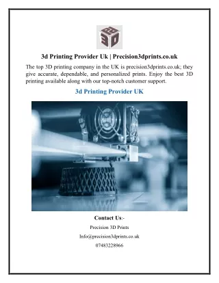3d Printing Provider Uk  Precision3dprints.co.uk