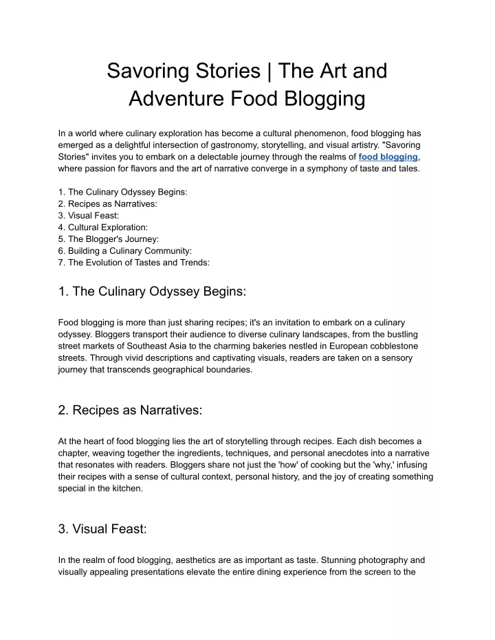savoring stories the art and adventure food