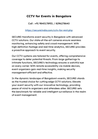 CCTV for Events in Bangalore