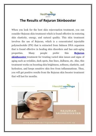 The Results Of Rejuran Skinbooster