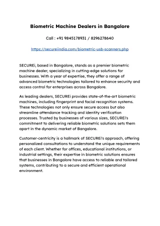 Biometric Machine Dealers in Bangalore
