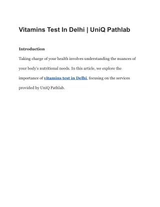 vitamins test in delhi uniq pathlab