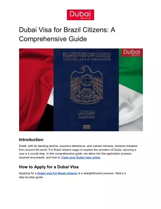 Dubai Visa for Brazil Citizens: A Comprehensive Guide