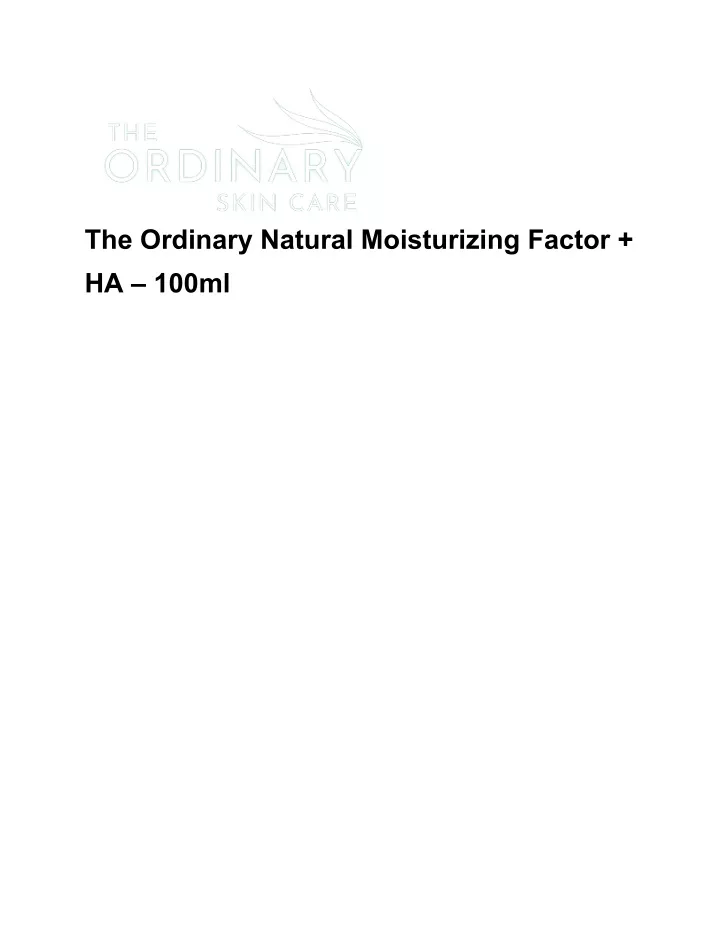 the ordinary natural moisturizing factor ha 100ml