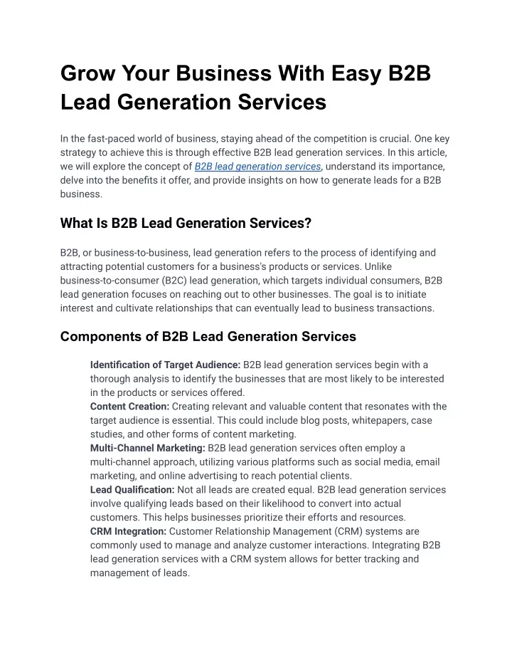 grow your business with easy b2b lead generation