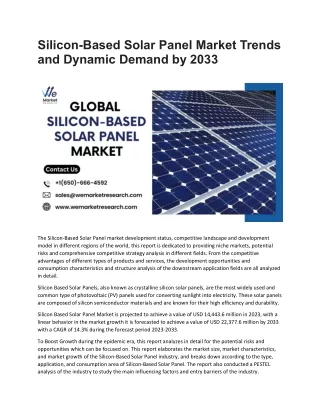 silicon based solar panel market trends