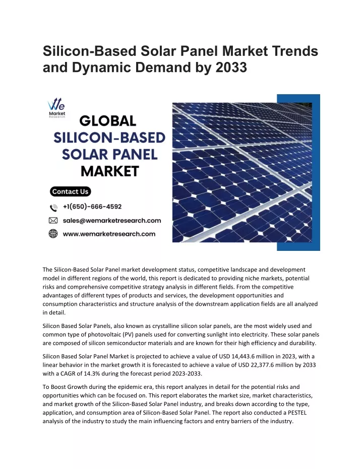 silicon based solar panel market trends