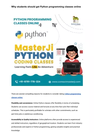Why students should get Python programming classes online