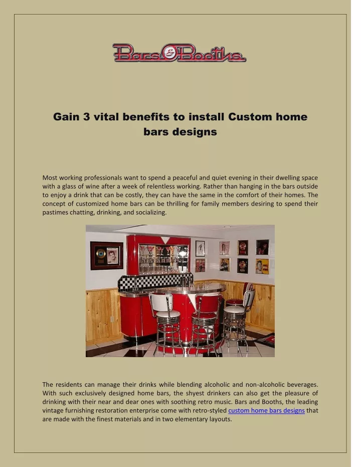 gain 3 vital benefits to install custom home bars