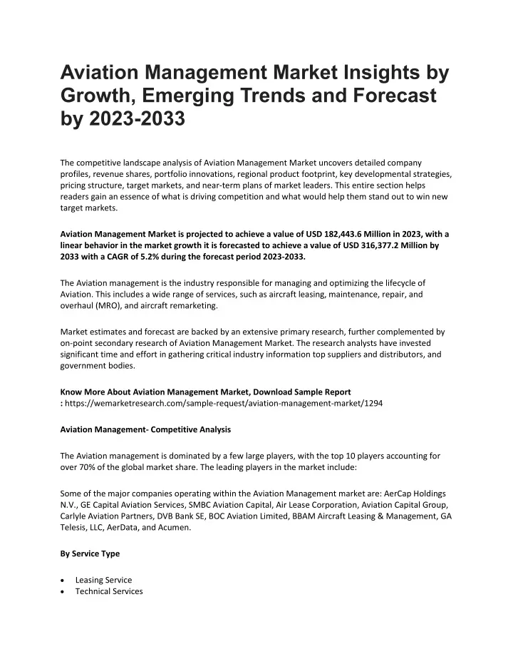 aviation management market insights by growth