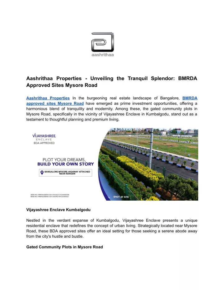 aashrithaa properties unveiling the tranquil