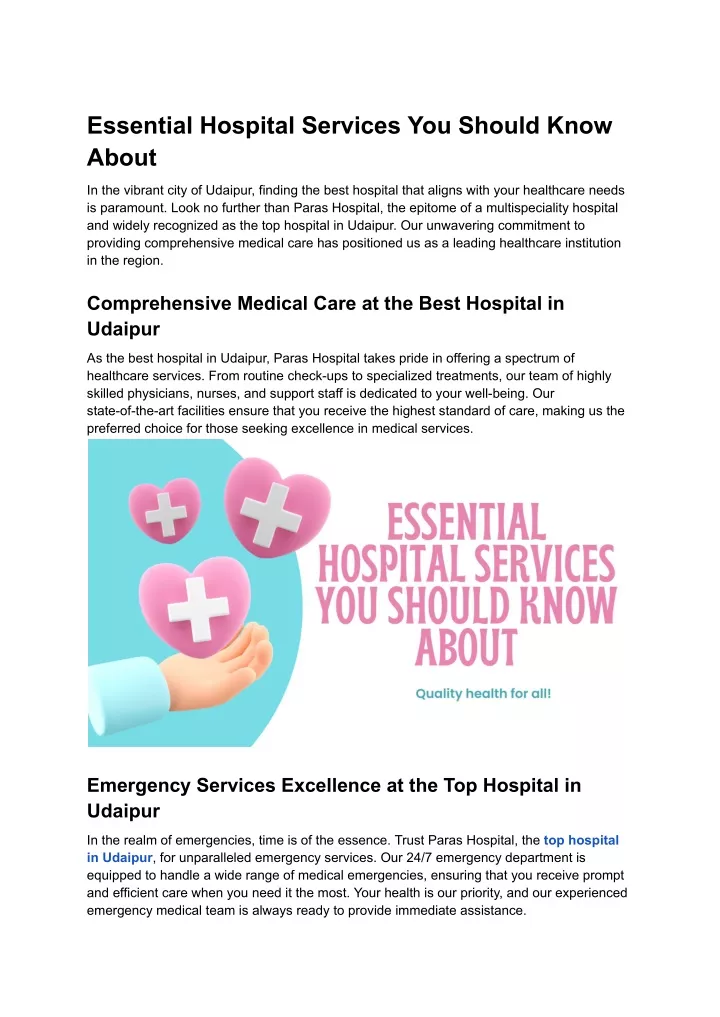 essential hospital services you should know about